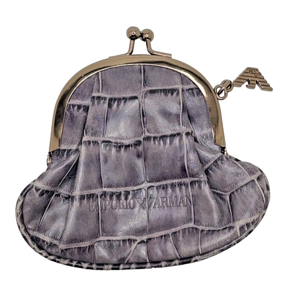 Emporio Armani Large Fold Over Leather Crocodile Embossed Bag & Change Pouch - Picture 10 of 13